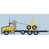 Kenworth T800 Log Truck with Trailer - Assembled -- Weyerhaeuser (yellow, green, black), N, Trainworx Inc 48086