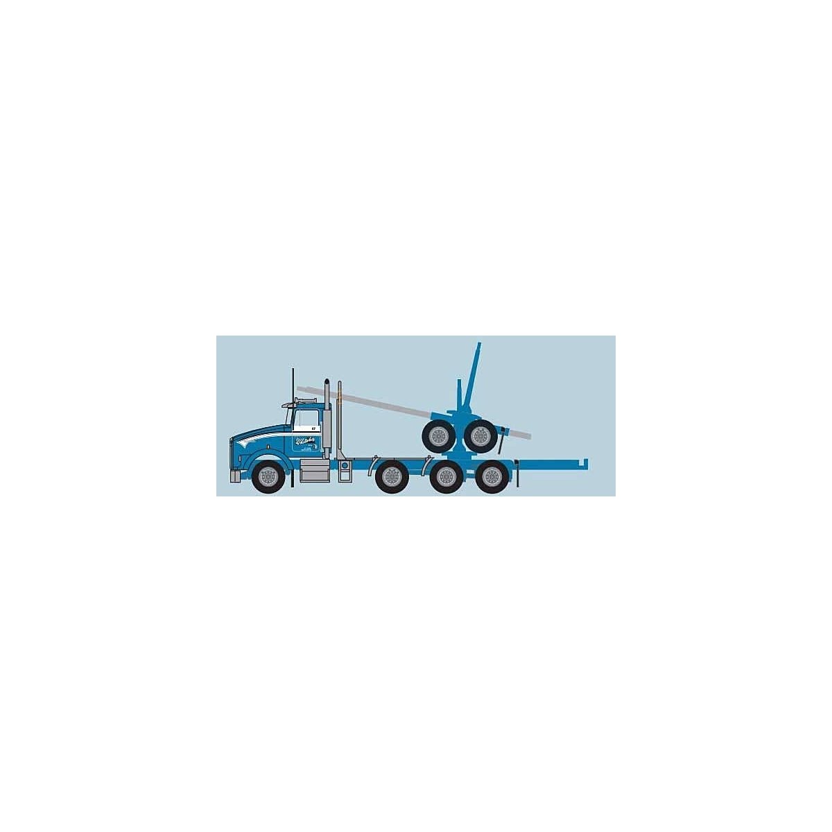 4-Axle Log Truck with Trailer - Assembled -- Gene Whittaker 1 (white, Light Blue), N, Trainworx Inc 58002