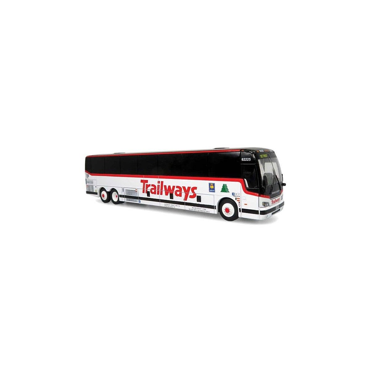 2022 Prevost H3-45 Coach - Assembled -- Adirondack Transit Lines Trailways (white, black, red), HO, Iconic Replicas 870477