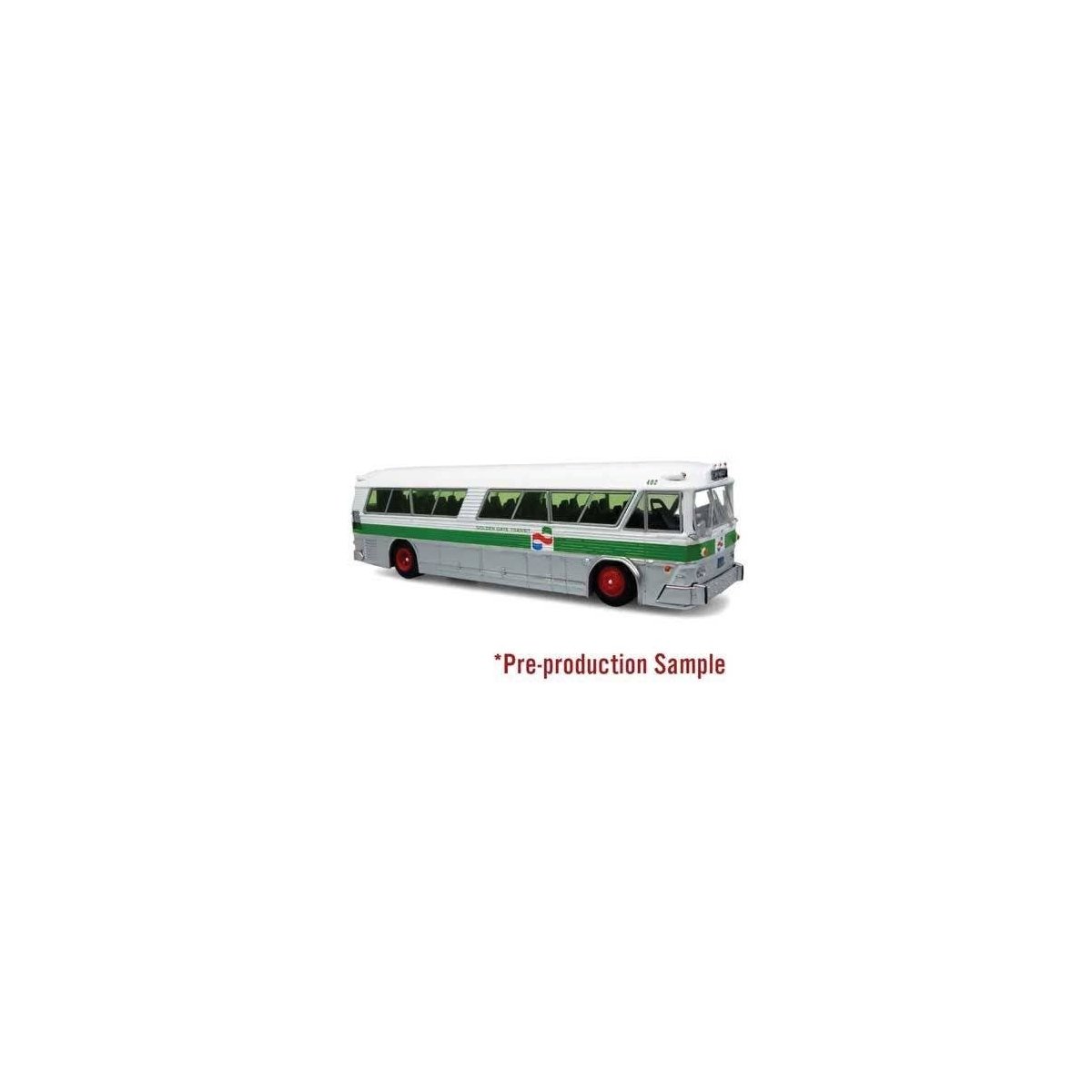 1964 MCI MC-5A Coach Bus - Assembled -- Golden Gate Transit (white, green, silver), HO, Iconic Replicas 870626