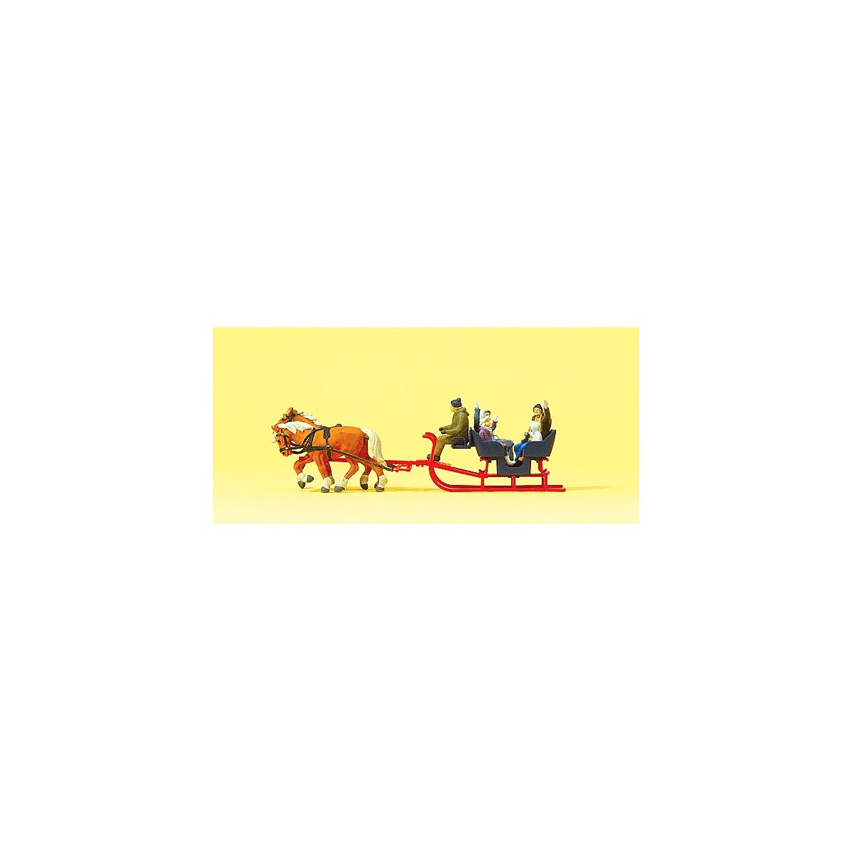 Tourists in the Sleigh -- Sleigh with Driver, Passengers & 2 Horses, HO, Preiser Kg 30420