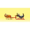 Tourists in the Sleigh -- Sleigh with Driver, Passengers & 2 Horses, HO, Preiser Kg 30420