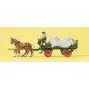 Farm Equipment -- Horse-Drawn Wagon w/Tarp & 2 Figures, HO, Preiser Kg 30446
