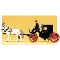 Horse-Drawn Wagon -- Closed Taxi w/Three Figures - Assembled, HO, Preiser Kg 30452