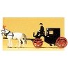 Horse-Drawn Wagon -- Closed Taxi w/Three Figures - Assembled, HO, Preiser Kg 30452