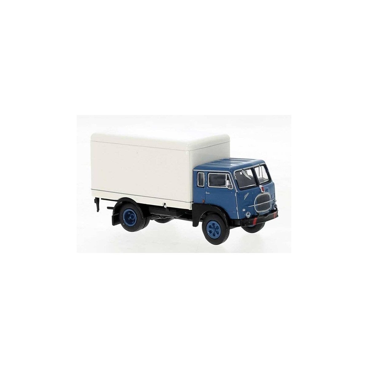 1962 Fiat 642 Rounded Box-Body Delivery Truck - Assembled -- Blue, Gray, HO, Brekina Automodelle 58606