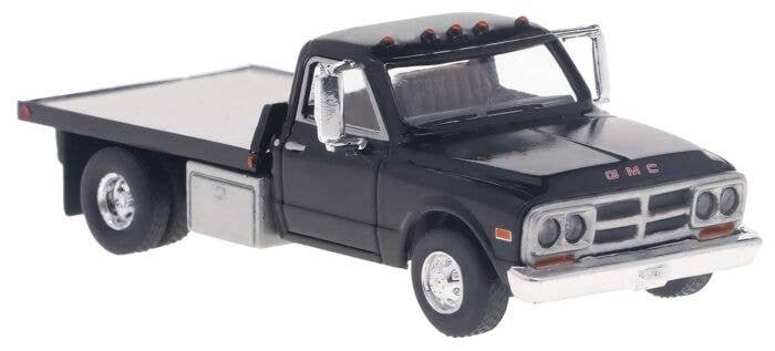 1981 GMC Sierra Grande Flatbed Truck - Assembled -- Black, HO, Brekina Automodelle 19669
