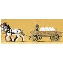Horse-Drawn Wagon -- Cargo Wagon w/Horses - Assembled, HO, Preiser Kg 30470