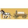 Horse-Drawn Wagon -- Cargo Wagon w/Horses - Assembled, HO, Preiser Kg 30470