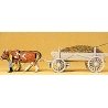 Horse-Drawn Wagon -- Manure Wagon w/Driver, Load & Ox, HO, Preiser Kg 30474