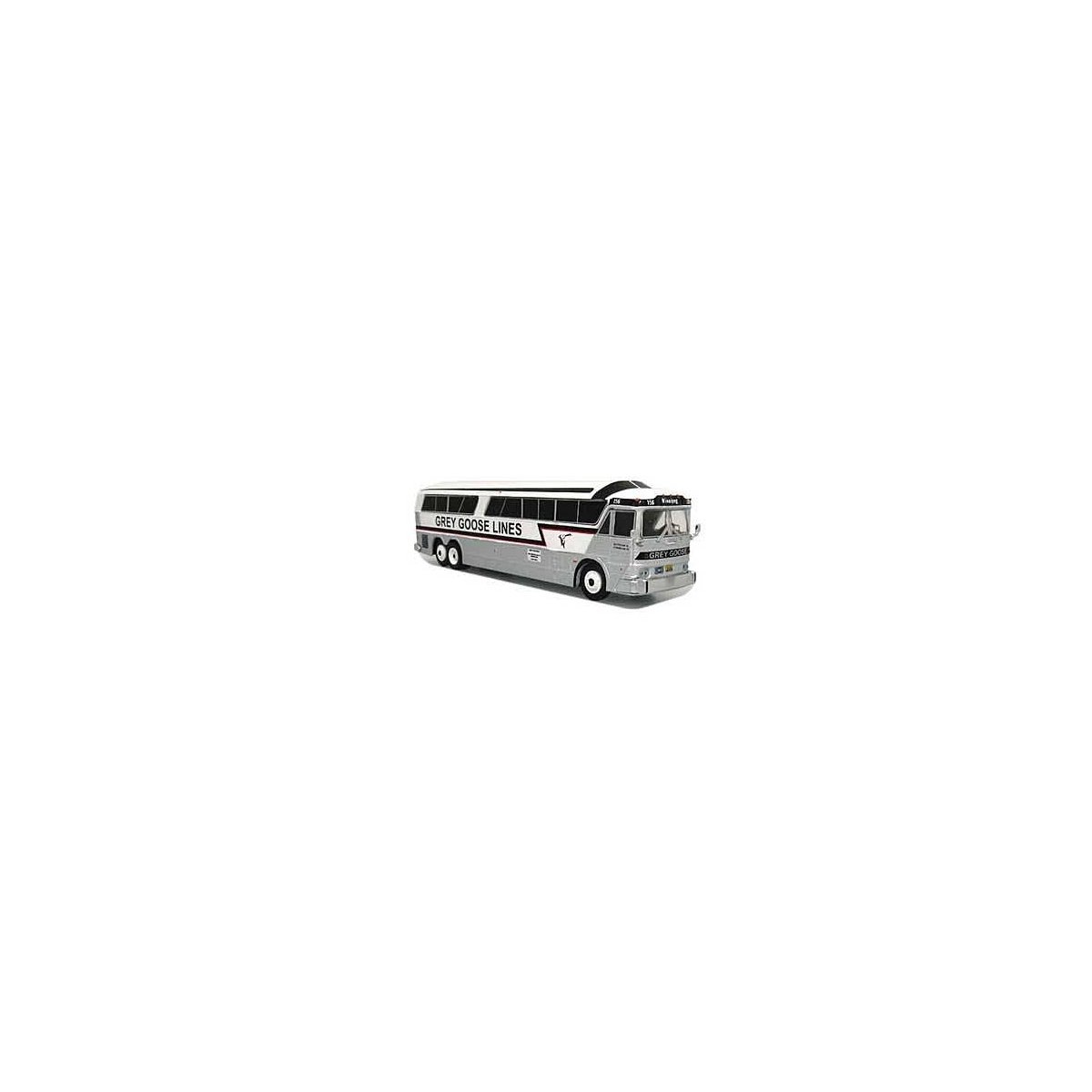 MCI MC-7 Challenger Motorcoach Bus - Assembled -- Grey Goose (silver, white, black, red), HO, Iconic Replicas 870335