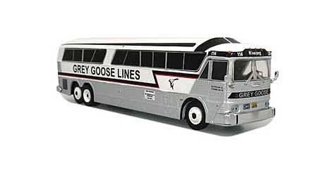 MCI MC-7 Challenger Motorcoach Bus - Assembled -- Grey Goose (silver, white, black, red), HO, Iconic Replicas 870335