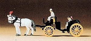 Horse-Drawn Wagon -- Open Carriage - Black, N, Preiser Kg 79481