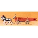 Horse-Drawn Wagon -- Log, N, Preiser Kg 79477