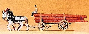 Horse-Drawn Wagon -- Log, N, Preiser Kg 79477
