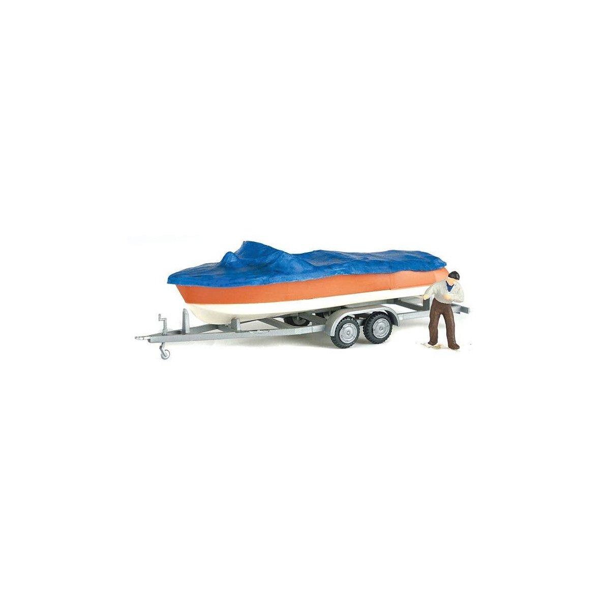 Motorboat w/Cover on Trailer, HO, Preiser Kg 33255