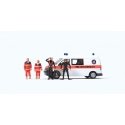 Emergency Volkswagen T 5 Van - Assembled -- With 2 EMT & 2 Divers Neustadt Water Rescue Team (white, , HO, Preiser Kg 33261