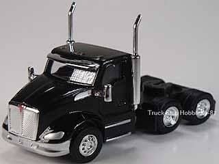 Kenworth T680 3-Axle Day-Cab Tractor Only 2 Pack - Assembled -- Black, HO, Herpa Models 410684
