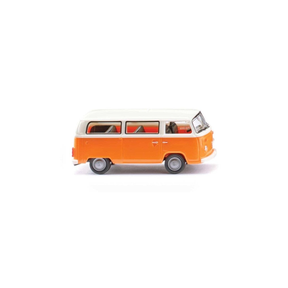 1972-1979 Volkswagen T2b Passenger Van - Assembled -- Orange, White, HO, Wiking 31802