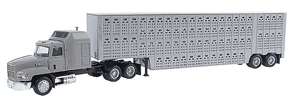 Mack CH 613 - Assembled -- With 48′ Livestock Trailer, HO, Herpa Models 6349