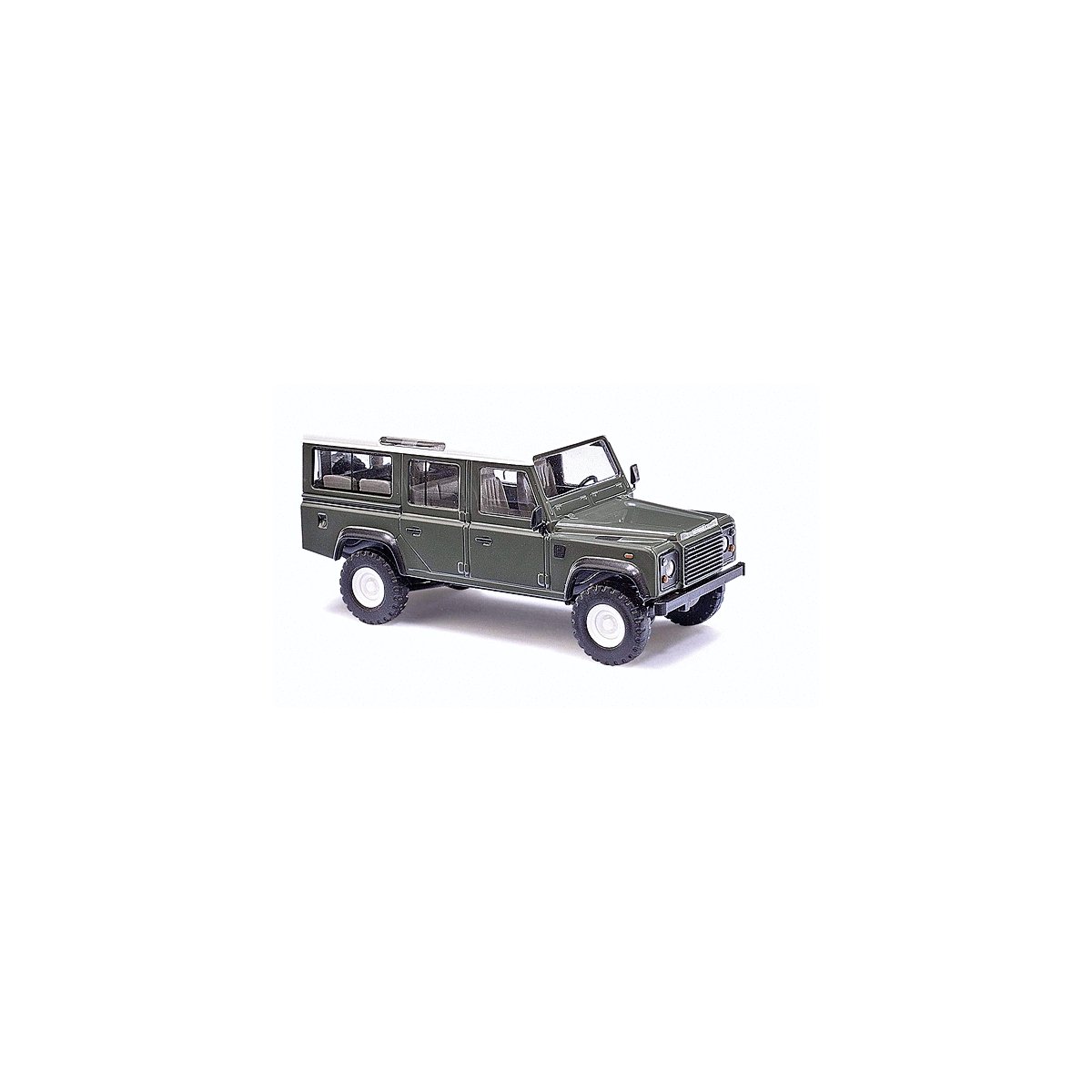1983 Land Rover Defender SUV - Assembled -- Green, White, HO, Busch Gmbh & Co Kg 50301