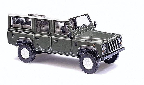 1983 Land Rover Defender SUV - Assembled -- Green, White, HO, Busch Gmbh & Co Kg 50301
