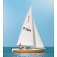 Korsar Sailboat w/Sailors -- Sails Up (white, red, blue), HO, Preiser Kg 10681