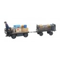 Electric Baggage Truck (Nonoperating) w/Trailer & Driver -- German Railways Early Era III, HO, Preiser Kg 10256
