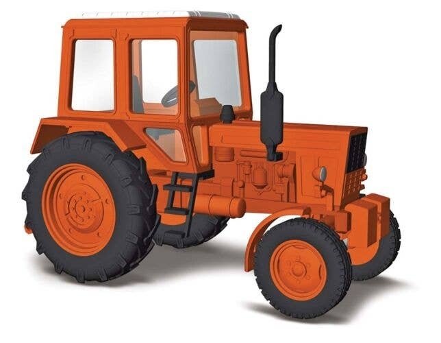 1983 Belarus MTS 80 Farm Tractor - Assembled -- Orange, HO, Busch Gmbh & Co Kg 51300