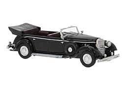 1938 Mercedes-Benz 770K Limousine Convertible - Assembled -- Top Down (black), HO, Brekina Automodelle 21058