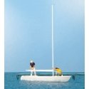 Korsar Sailboat w/Sailors Unrigging the Sails -- Sails Down (white, yellow), HO, Preiser Kg 10680