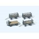 Electric Baggage Truck (Nonoperating) with 3 Trailers - Kit -- German Federal Railways DB (Era III, g, HO, Preiser Kg 17126