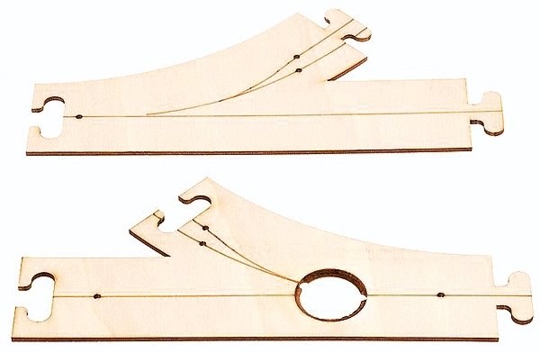 Car System Laser-Street Section (Less Guide Wire) - Kit -- 45-Degree Fork & Junction - 1 Each: Righ, HO, Faller Gmbh 161940