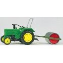 European Farm Machinery - Tractor -- Farm Tractor w/Roller (green, yellow), HO, Preiser Kg 17929