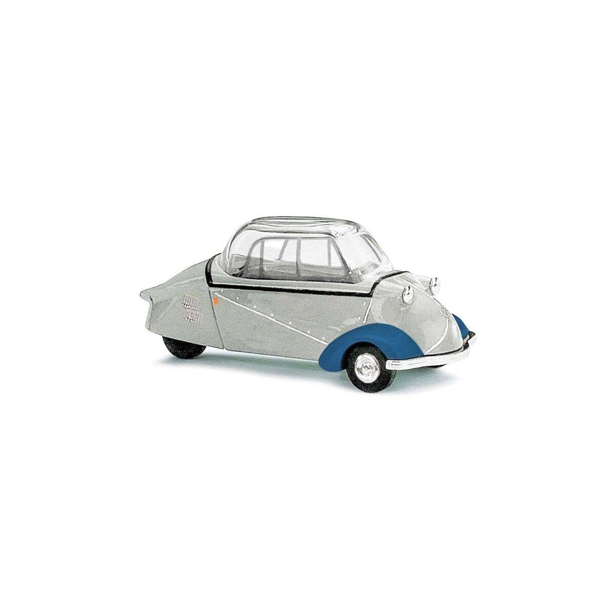 1955 Messerschmitt KR200 3-Wheeled Kabinenroller - Assembled -- Gray, Blue, HO, Busch Gmbh & Co Kg 48816
