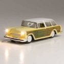 Station Wagon - Just Plug(R) Lighted Vehicle -- Yellow with Wood Sides, HO, Woodland Scenics 5599