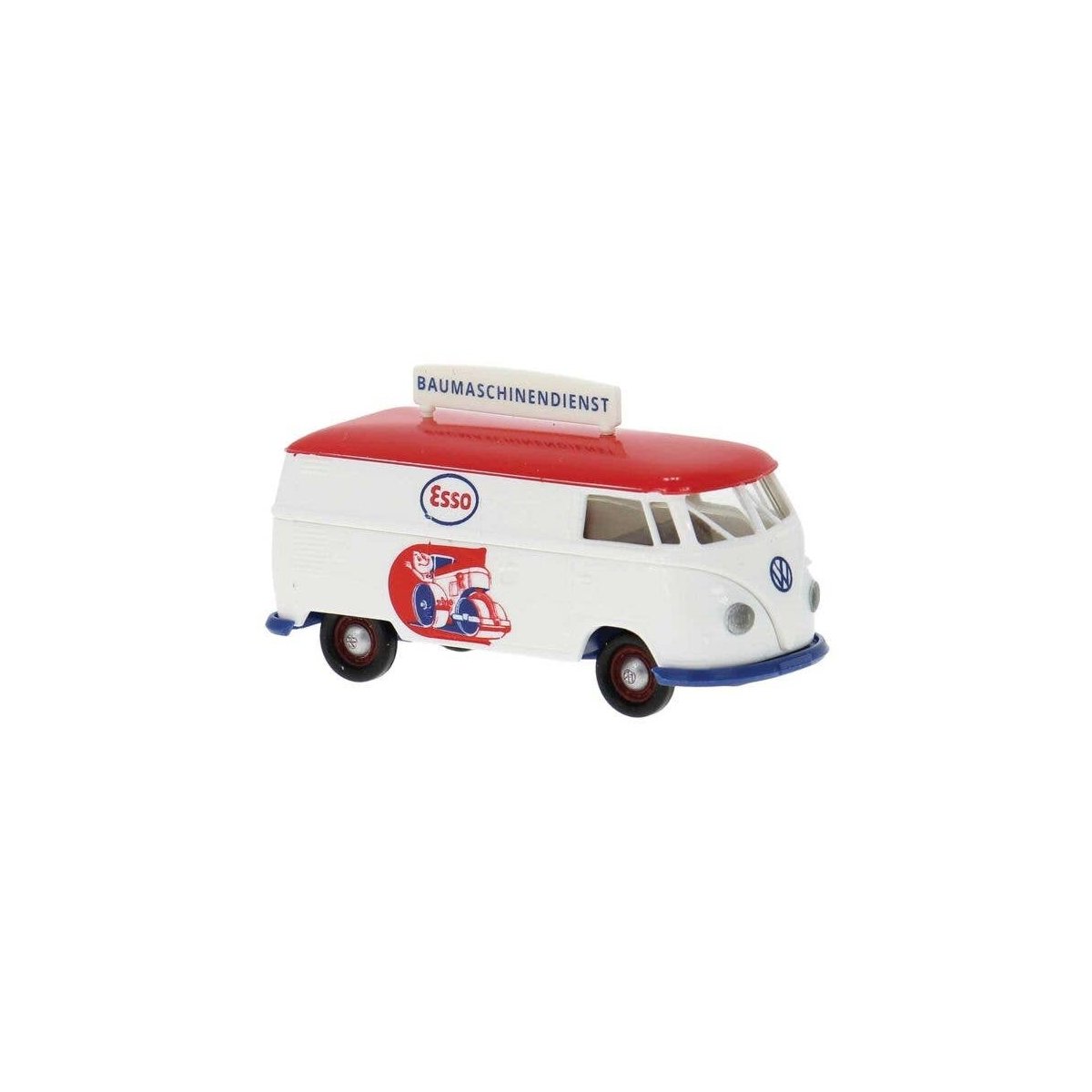 1960-1963 Volkswagen T1b Kasten Cargo Van - Assembled -- Esso-Baumaschinendienst (white, red, HO, Brekina Automodelle 32793