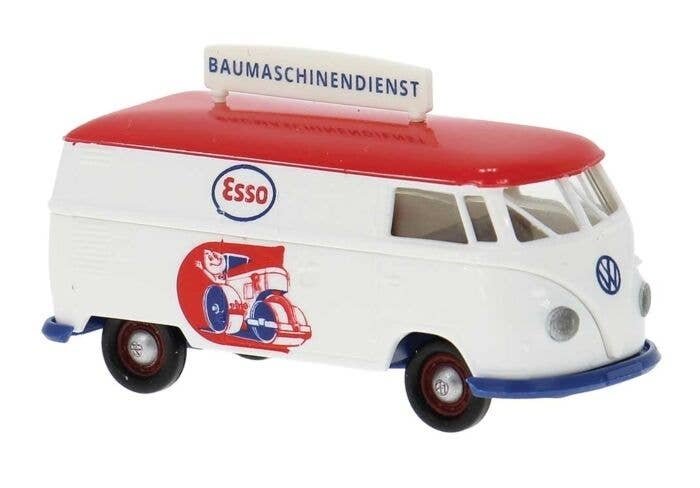 1960-1963 Volkswagen T1b Kasten Cargo Van - Assembled -- Esso-Baumaschinendienst (white, red, HO, Brekina Automodelle 32793