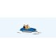 Pedal Boat w/Family -- Set 1 (blue, white), HO, Preiser Kg 10682