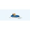 Pedal Boat w/Family -- Set 1 (blue, white), HO, Preiser Kg 10682