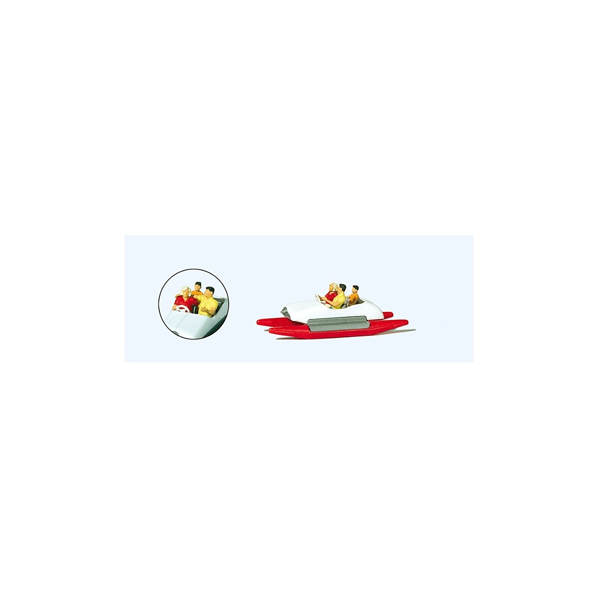 Pedal Boat w/Family -- Set 2 (white, red), HO, Preiser Kg 10683