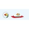 Pedal Boat w/Family -- Set 2 (white, red), HO, Preiser Kg 10683