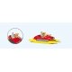 Pedal Boat w/Couple -- Red, Yellow, HO, Preiser Kg 10684