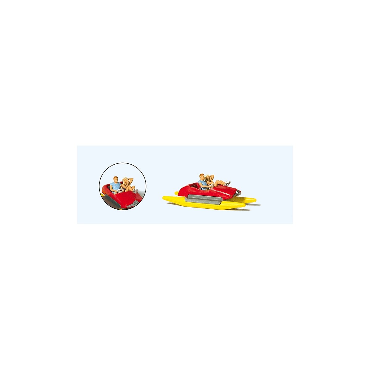 Pedal Boat w/Couple -- Red, Yellow, HO, Preiser Kg 10684