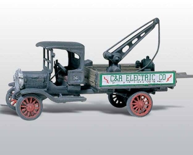 American Trucks - 1914 Diamond T (Cast Metal Kit) -- Service Truck with Winch (Dry Transfer Lette, HO, Woodland Scenics 217
