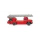 Magirus Fire Aerial Ladder Truck - Assembled -- Ulm, Germany, Fire Department (red, black, German Letterin, N, Wiking 96239