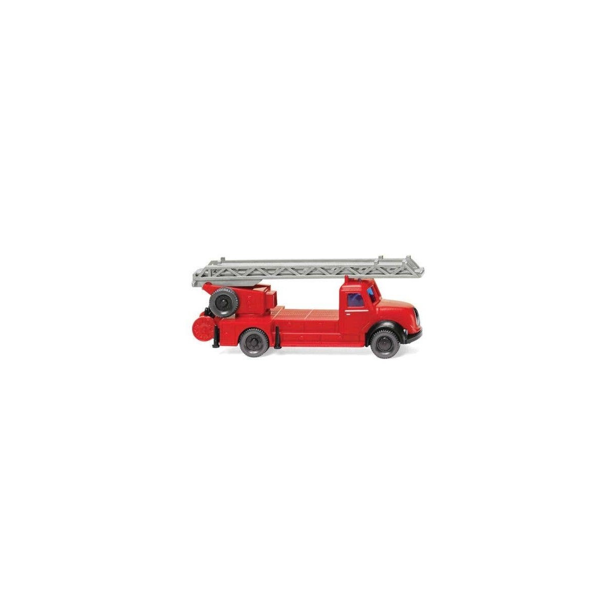 Magirus Fire Aerial Ladder Truck - Assembled -- Ulm, Germany, Fire Department (red, black, German Letterin, N, Wiking 96239