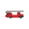 Magirus Fire Aerial Ladder Truck - Assembled -- Ulm, Germany, Fire Department (red, black, German Letterin, N, Wiking 96239