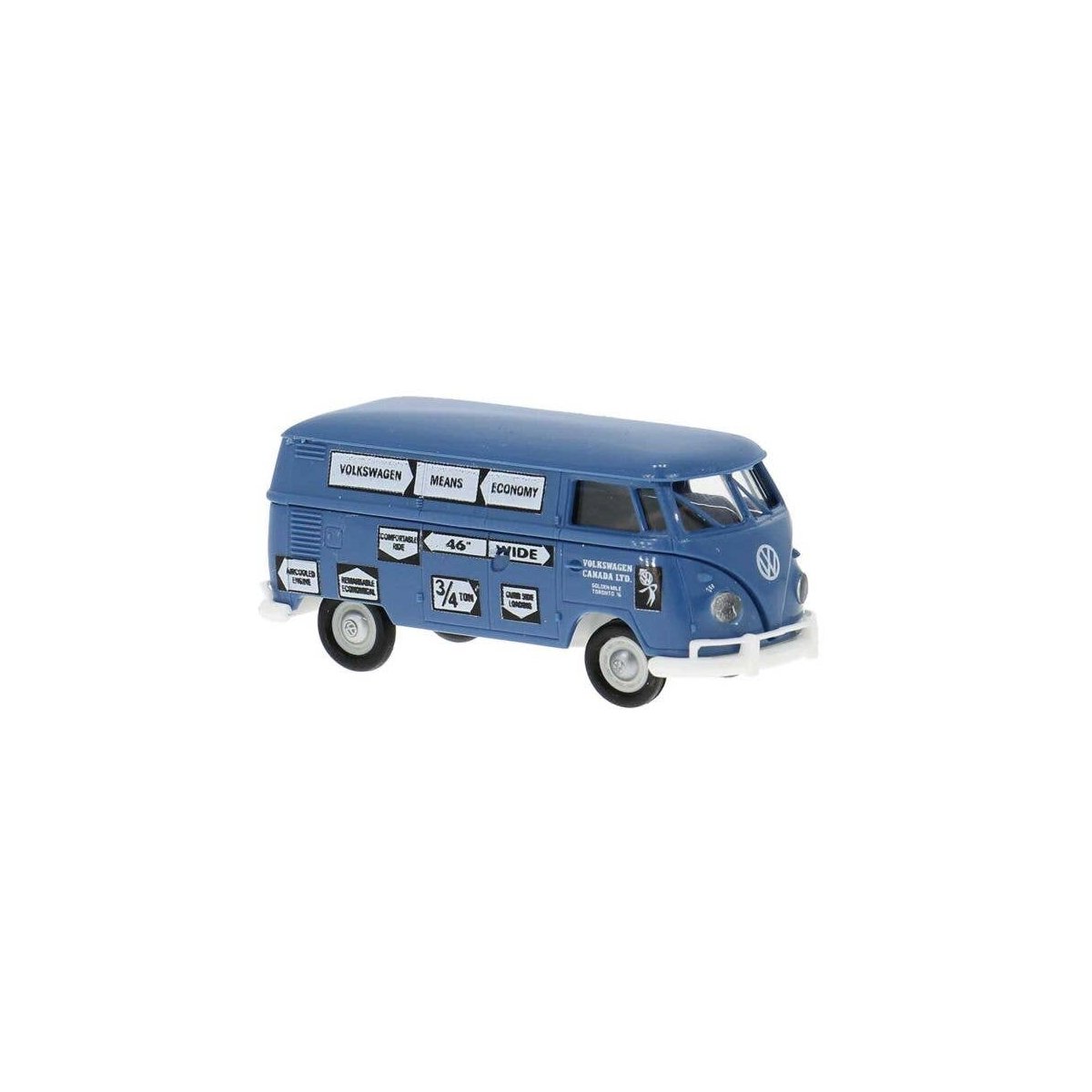 1960-1963 Volkswagen T1b Kasten Cargo Van - Assembled -- VW-Kanada (blue, white, German Lett, HO, Brekina Automodelle 32799