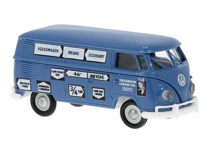 1960-1963 Volkswagen T1b Kasten Cargo Van - Assembled -- VW-Kanada (blue, white, German Lett, HO, Brekina Automodelle 32799